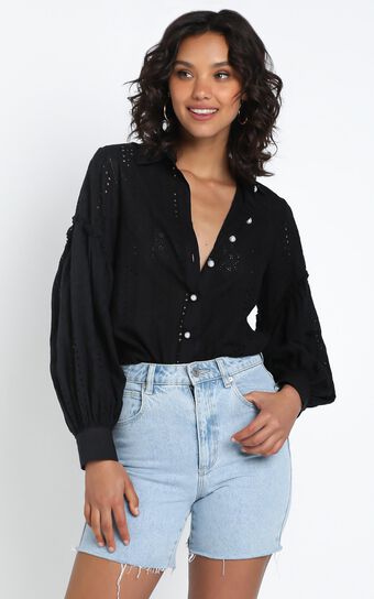 Beautiful Things Embroidery Shirt in Black