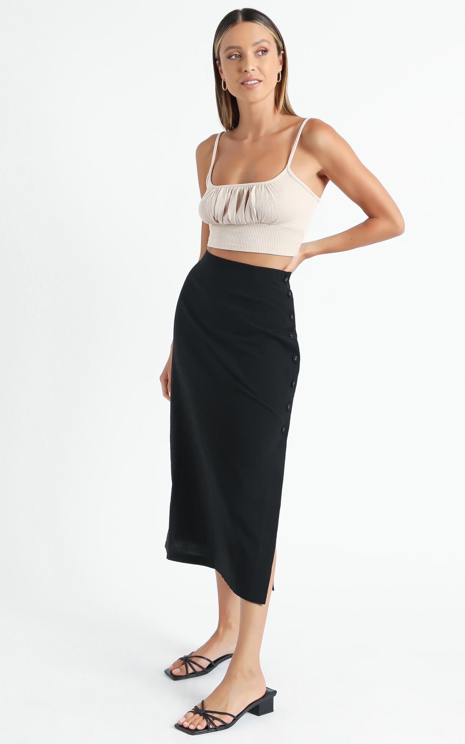 Miri Split Midi Skirt in Black | Showpo USA