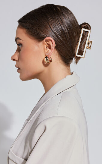 Mandy Hair Clip - Metal Plastic Clip in White & Gold