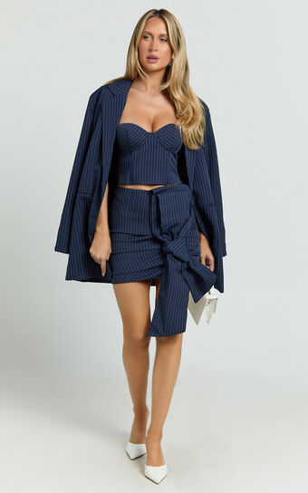Lioness - Leo Dress in Onyx Pinstripe
