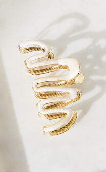 Tilly Hair Clip - Wavy Hair Clip in Cream/Gold