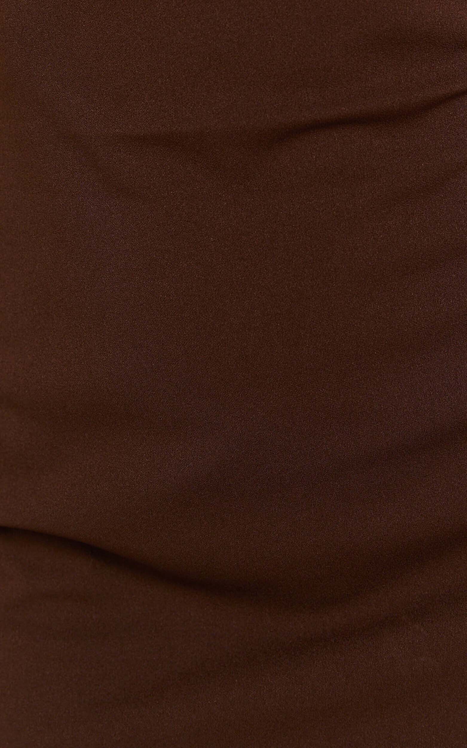 Bindi Boat Neck Bodycon Mini Dress in Chocolate | Showpo USA