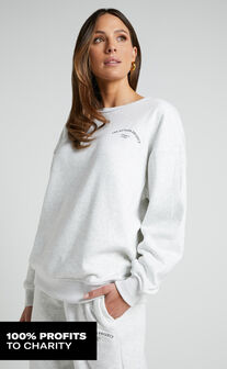 The Hunger Project x Showpo - THP Crew Neck Sweatshirt in White Marle