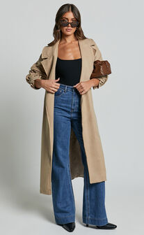 Mella Coat - Belted Longline Coat in Camel