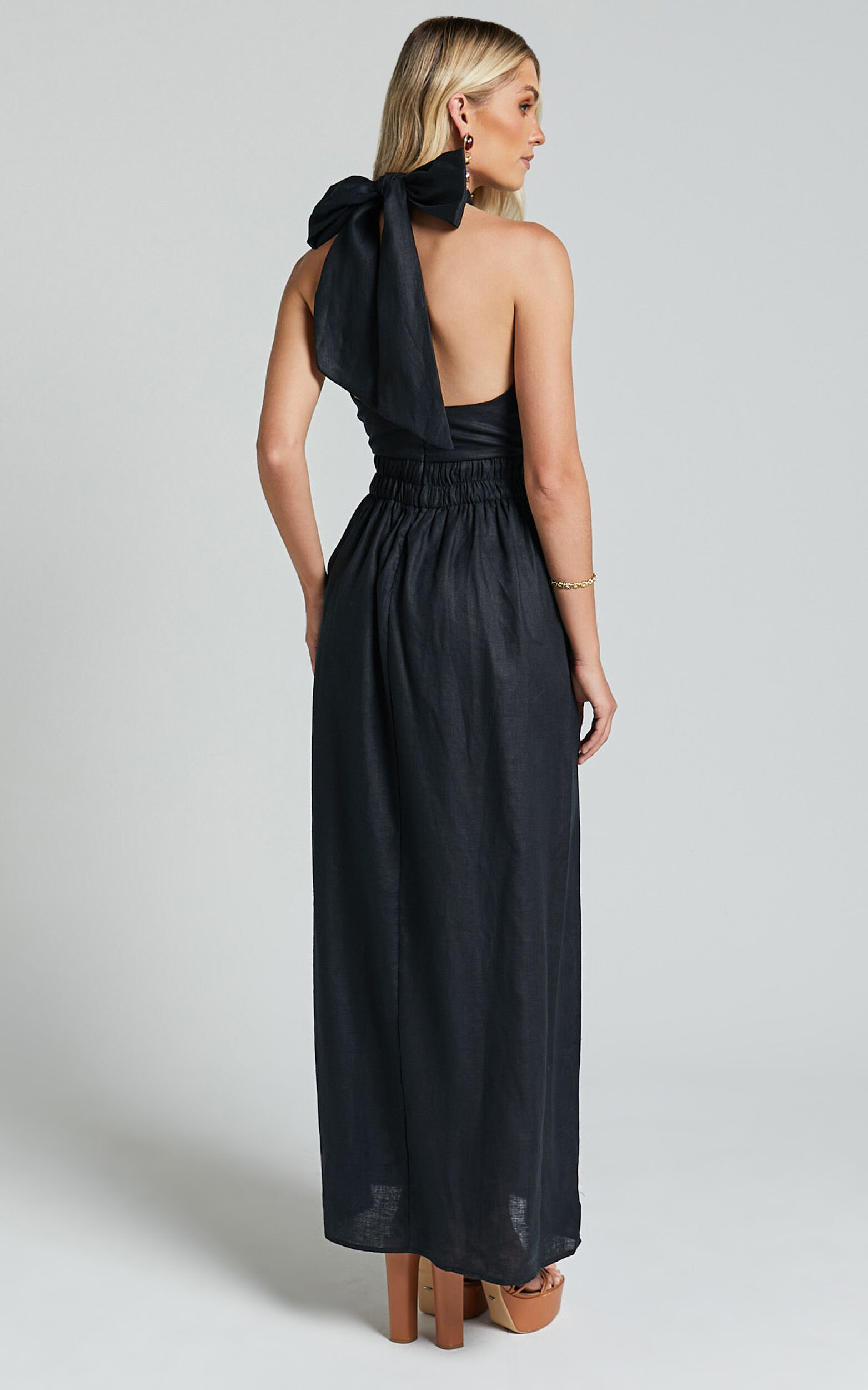 Grey halter neck maxi dress store