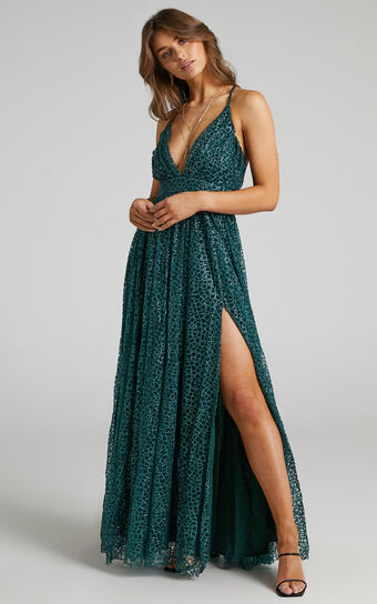 Lady Godiva Dress in Emerald Glitter Tulle
