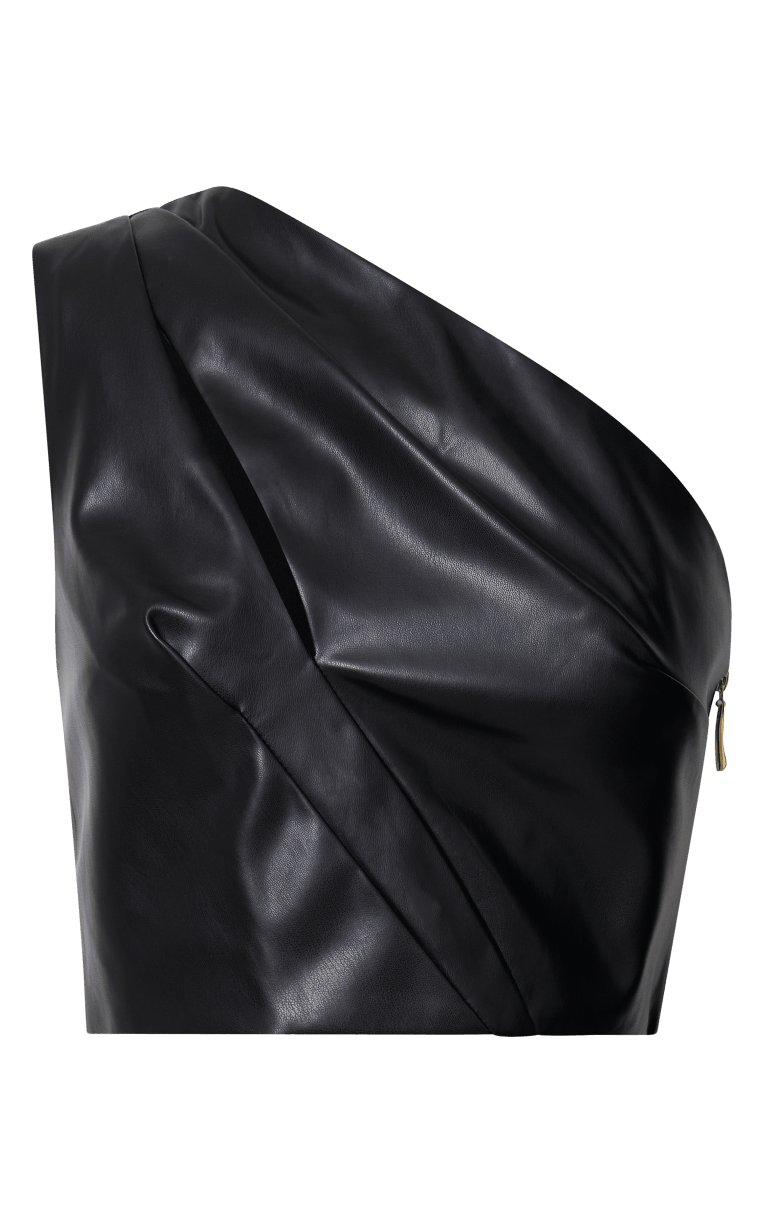 One shoulder leather top shop
