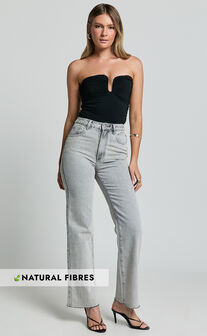 Dexter Jeans - High Waisted Straight Leg Denim Jeans in Grey Wash