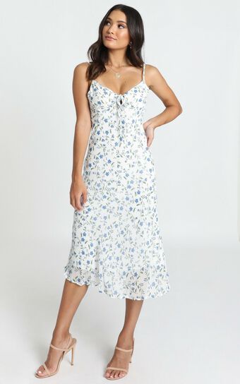 Toss the Dice Dress in White Ditsy Floral