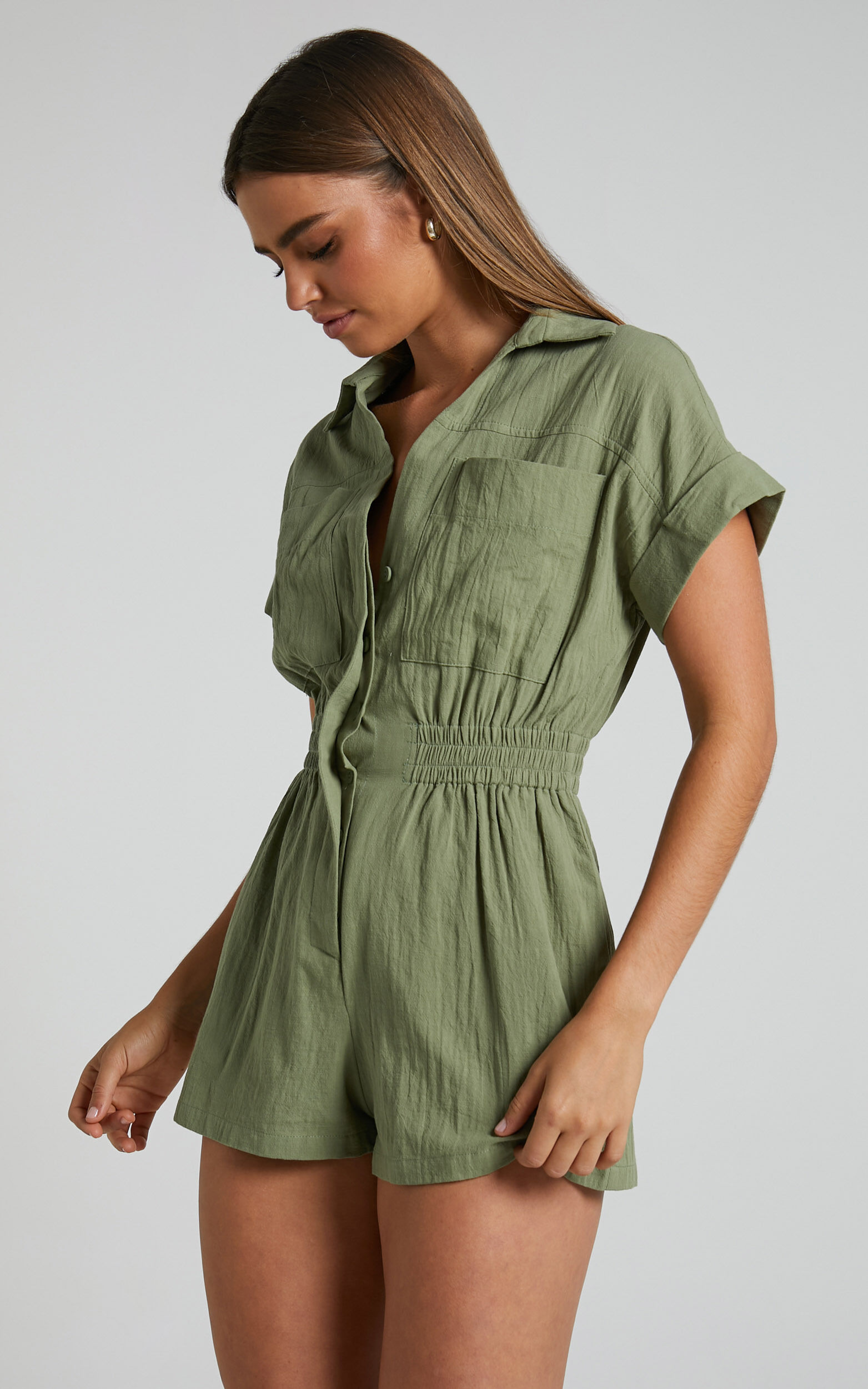 Khaki top green playsuit