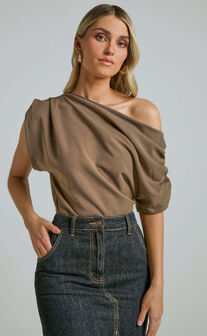 Nalfie Top - Asymmetrical Top in Mocha