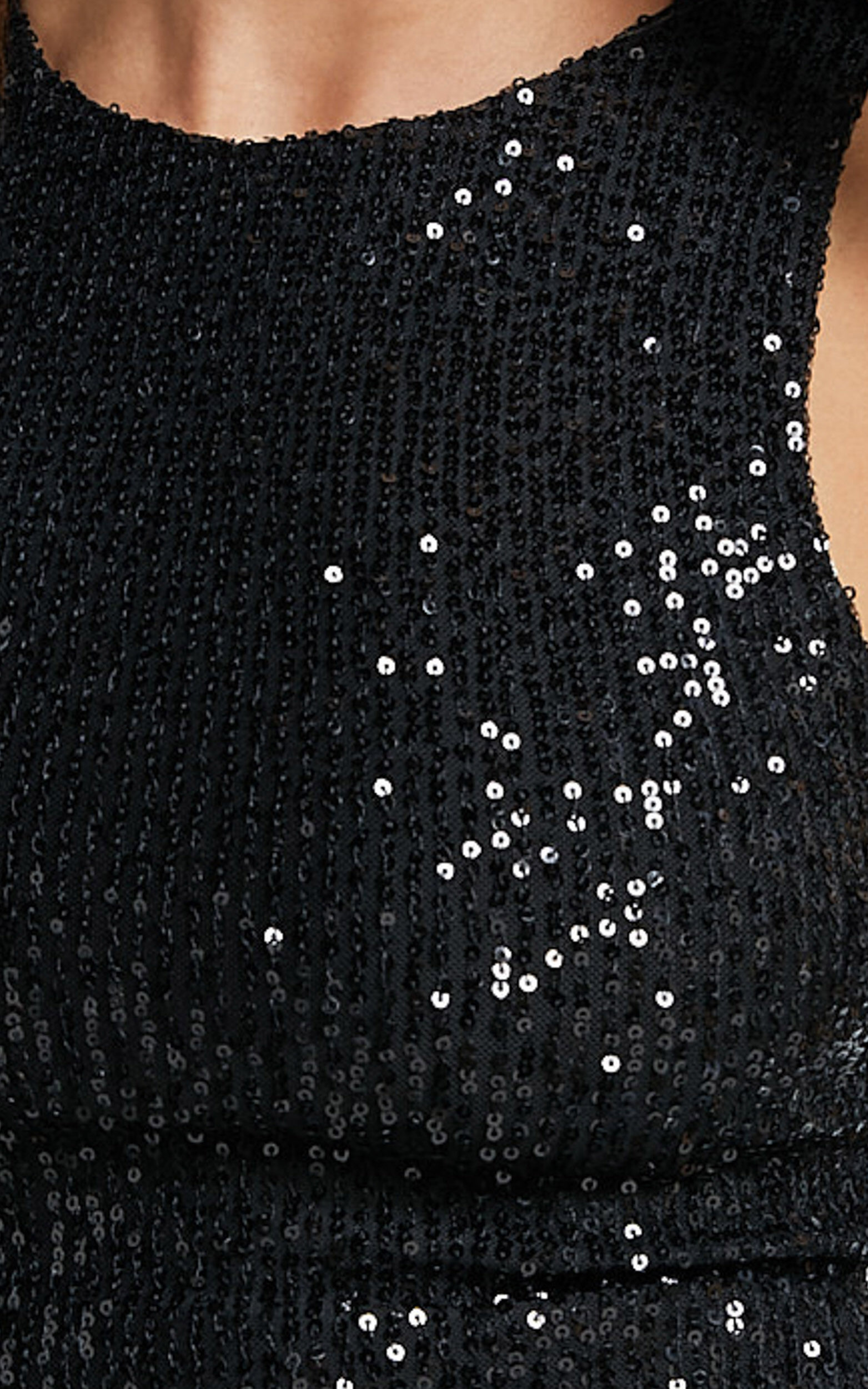 Nouvel Top - High Neck Sequin Tank Top in Black | Showpo
