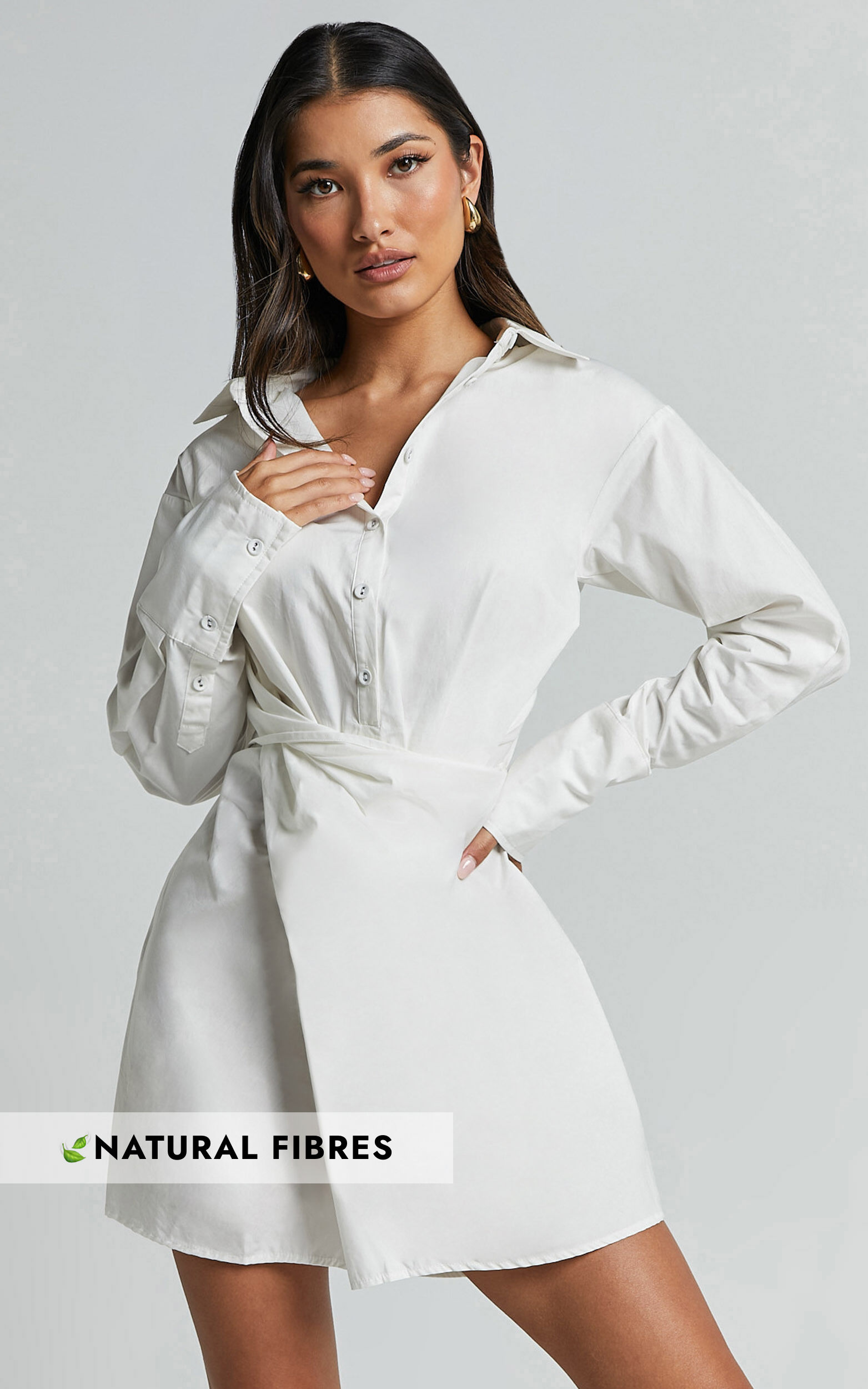 White wrap shirt dress outlet