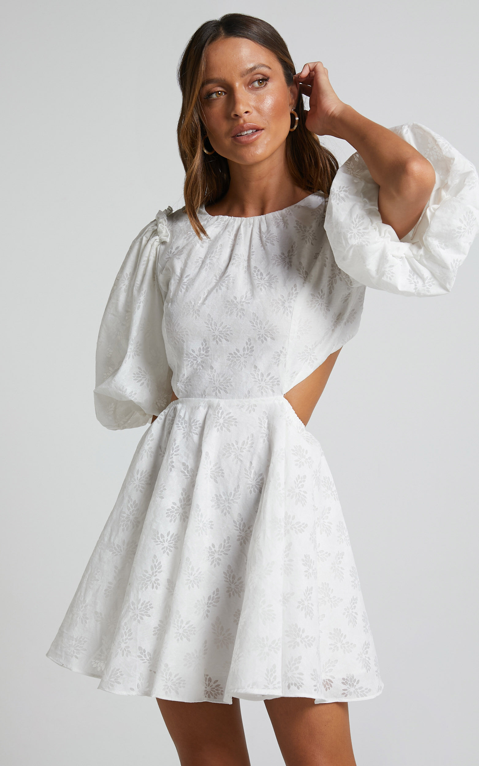 Anessa Mini Dress - Ruched Strapless Smock Dress in White | Showpo USA