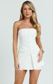 Monroe Two Piece Set - Strapless Button Down Longline Vest Top and High ...