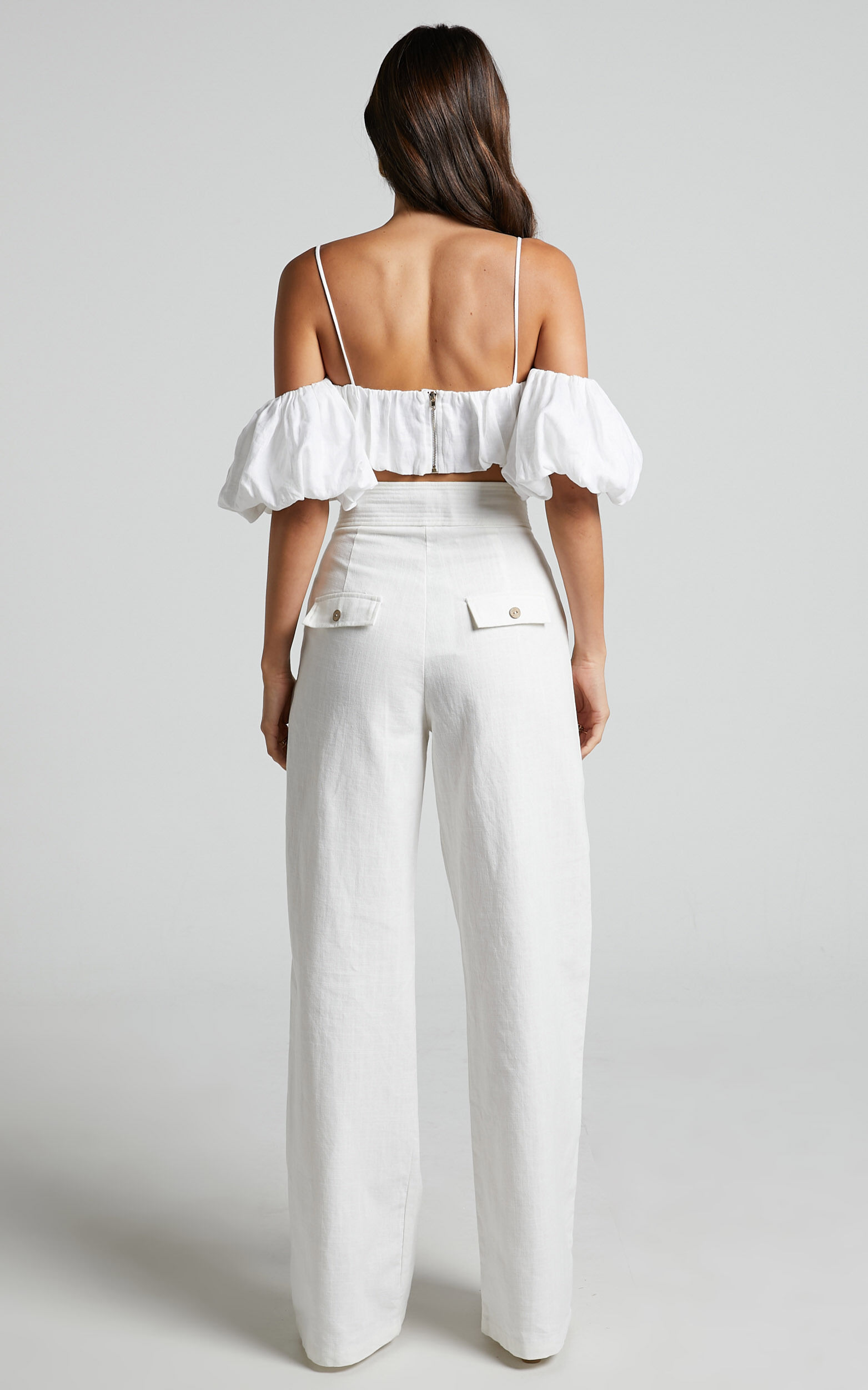 Amalie The Label - Charo High Waisted Wide Leg Pants in Warm White
