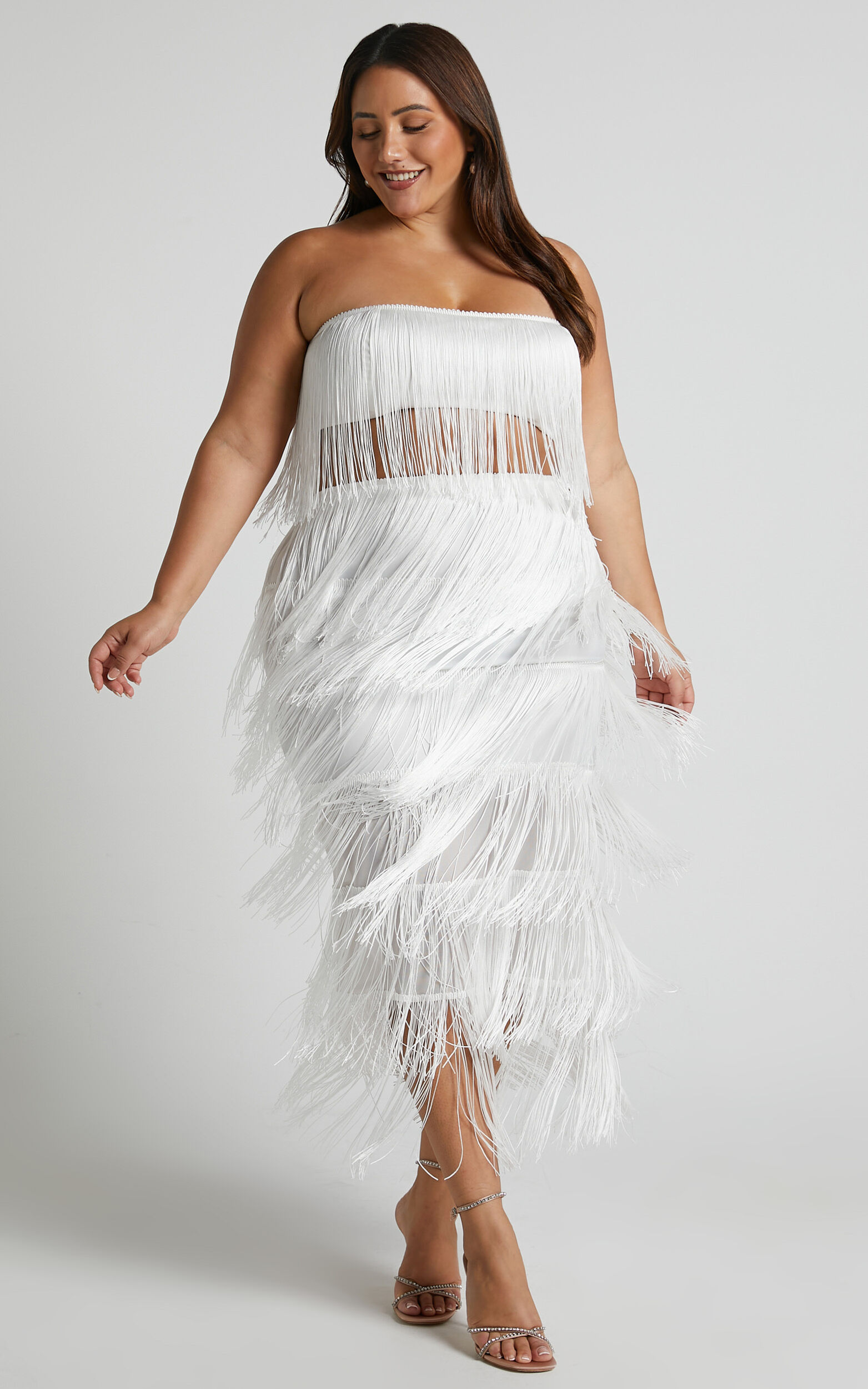 Draping Fringe Camisole and Skirt with matching mesh bandeau and G
