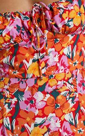 Rosario Midi Dress - Ruched Bust Puff Sleeve Dress in Spring Floral | Showpo USA