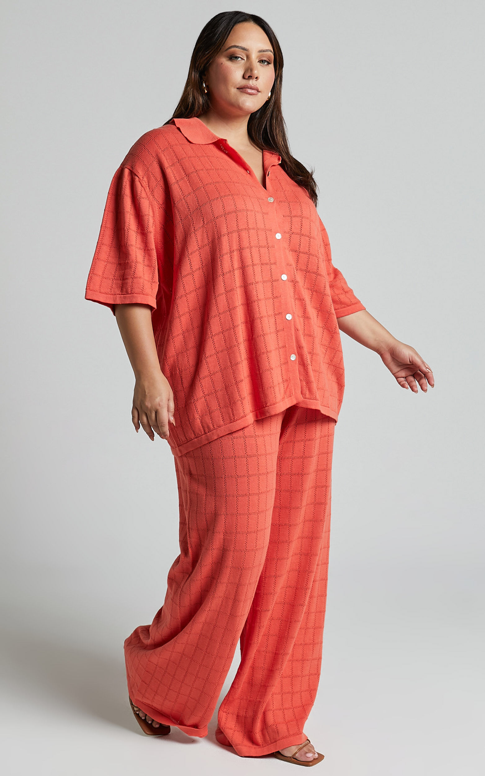 Tommy Two Piece Set - Knit Button Through Top and Pants Two Piece Set ...