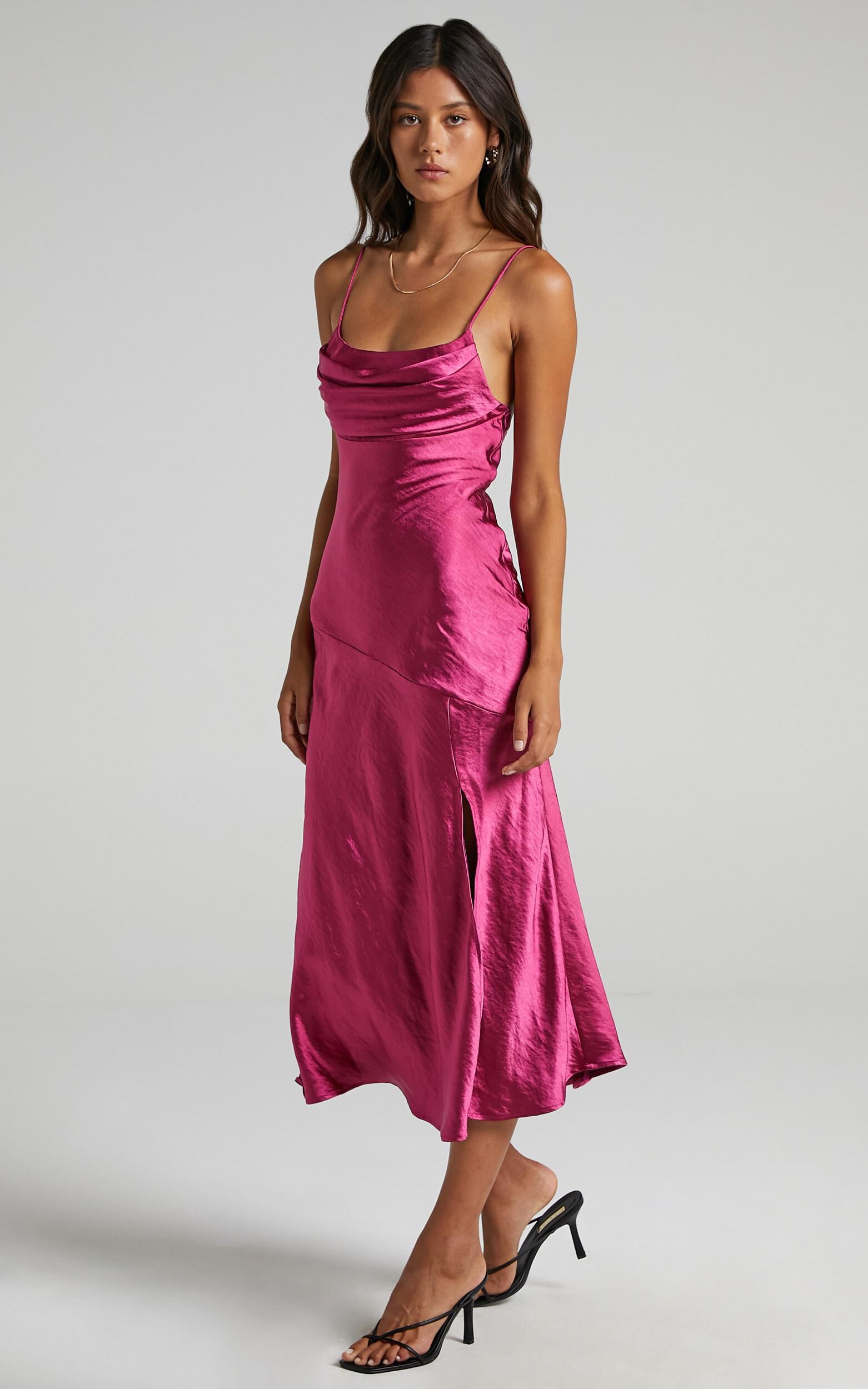 Satin fuchsia dress top