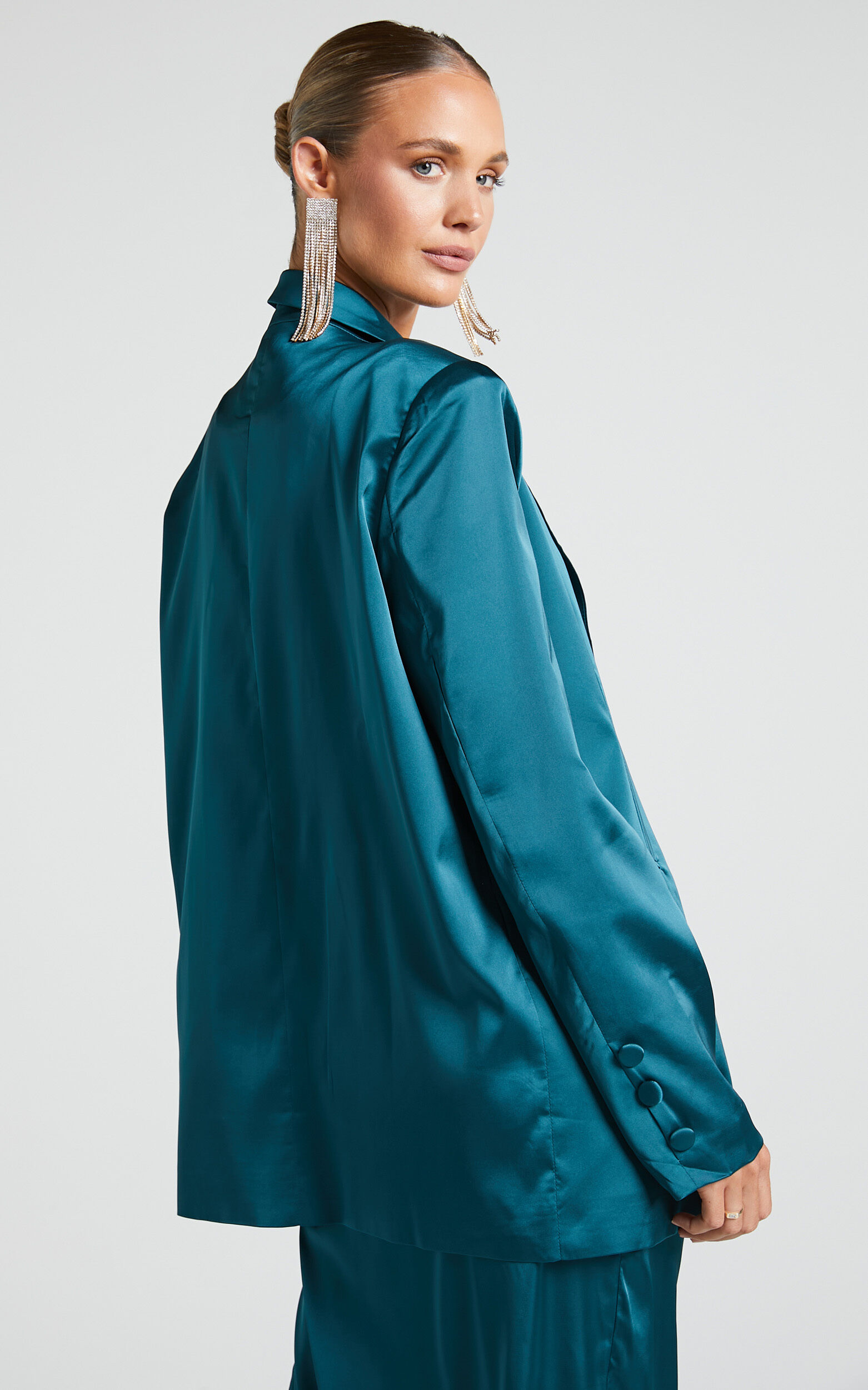 Satin longline deals blazer