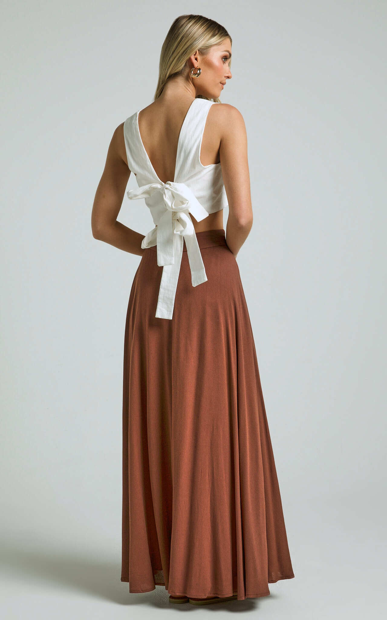 Break A Leg Maxi Skirt Wrap Tie Skirt in Espresso Showpo
