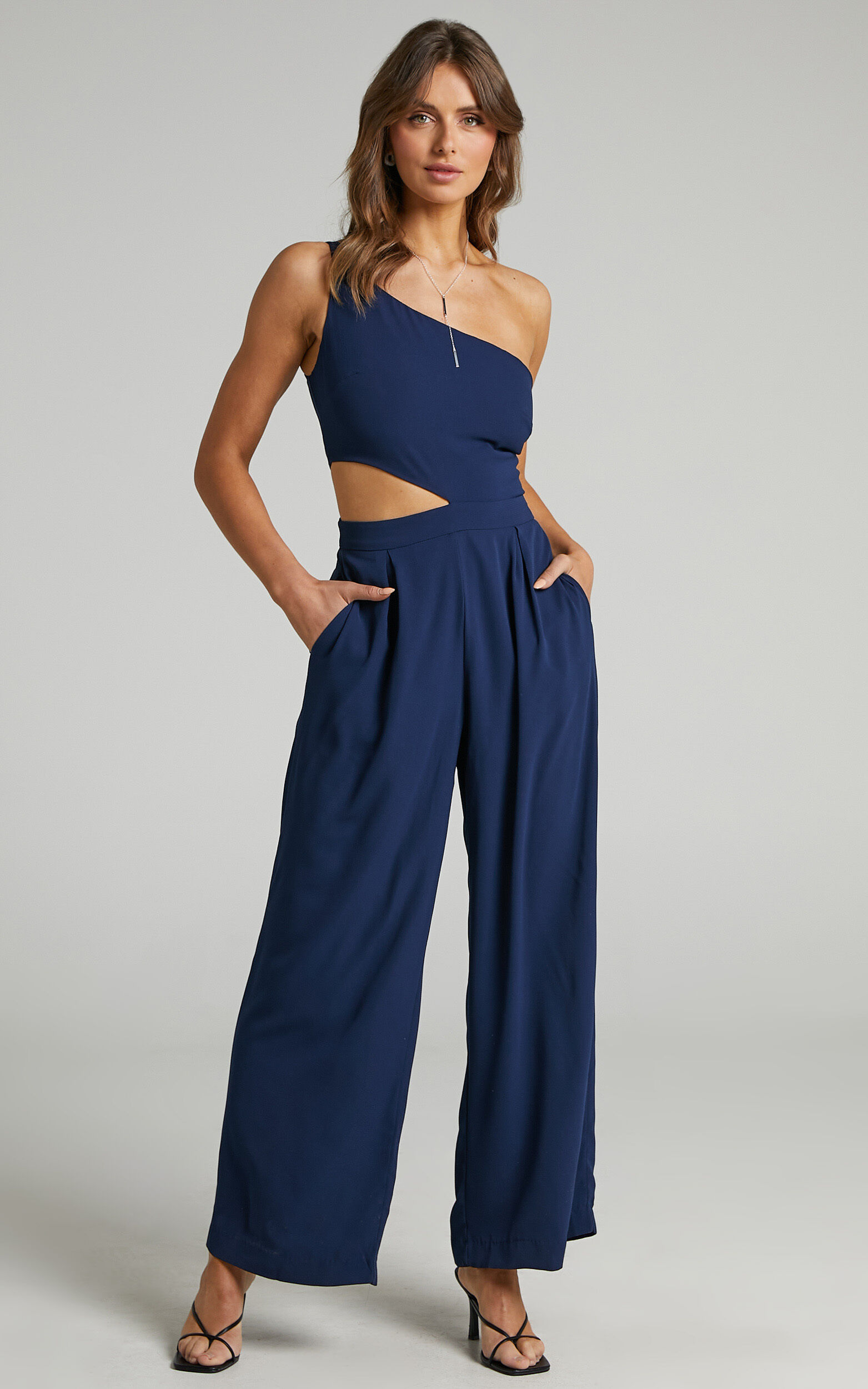 Showpo navy jumpsuit discount
