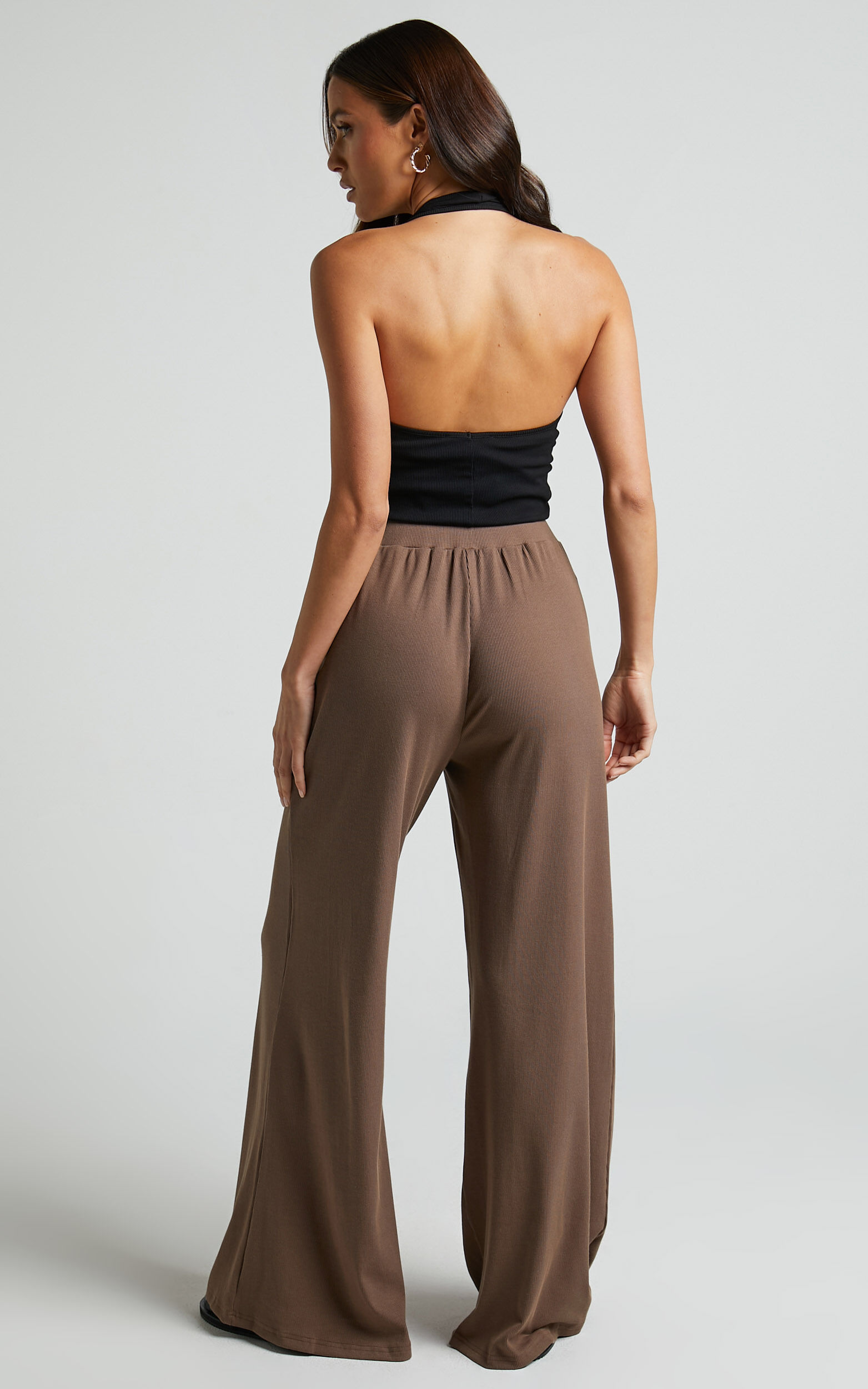 Wide leg jersey knit pants outlet