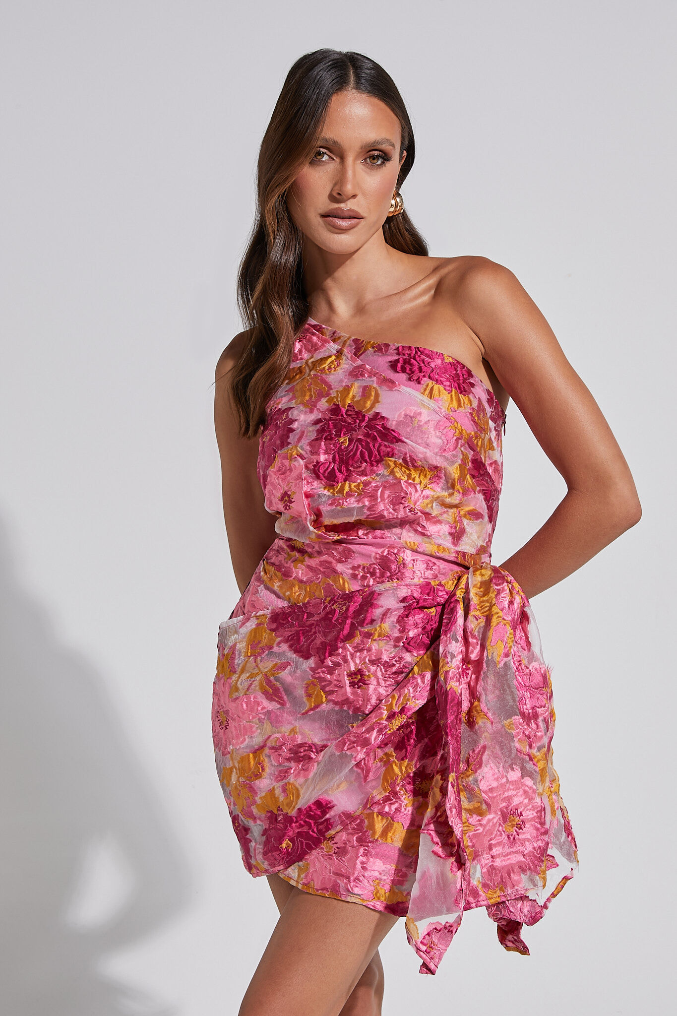予約販売 One - Dress Mini Brailey Shoulder Pink in Dress Front Wrap ワンピース