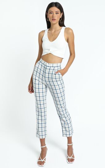 Ollie Pants in Light Blue Check