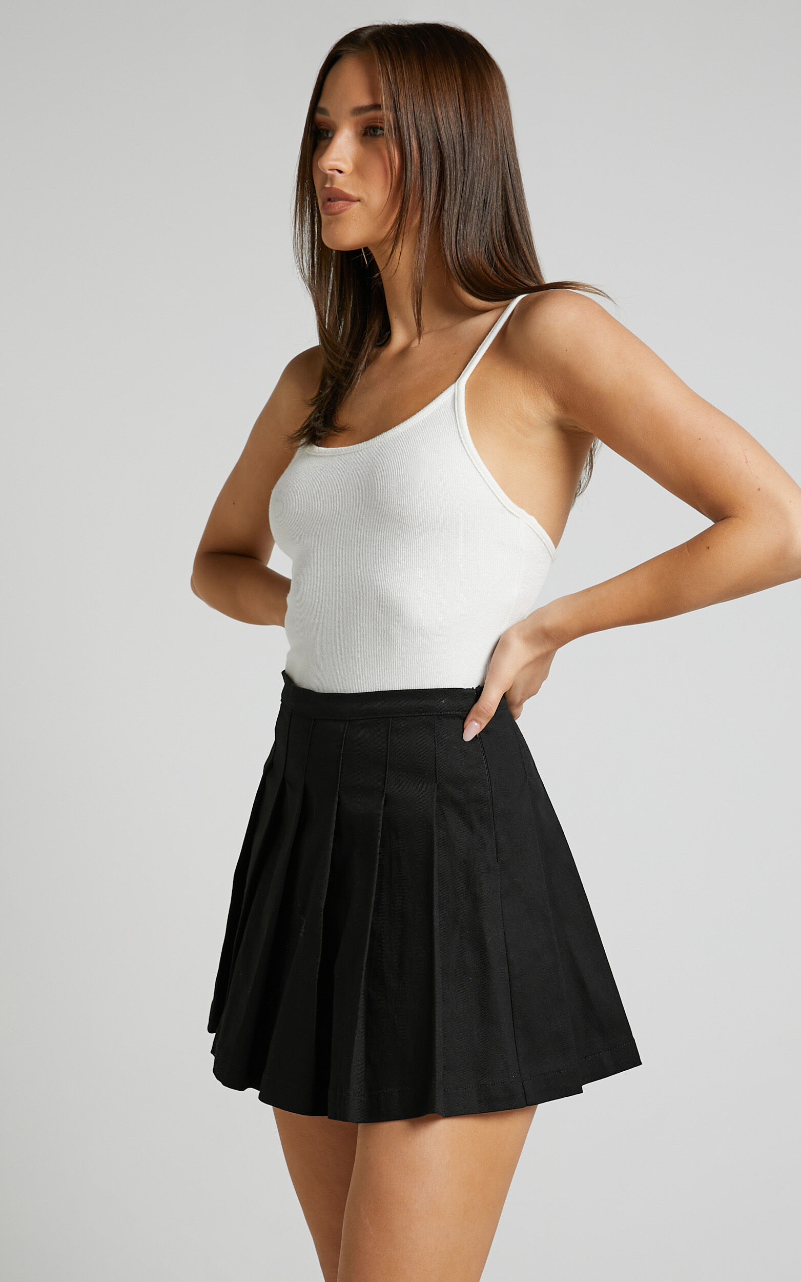 Cailin Mini Skirt - Pleated Skirt in Black | Showpo USA