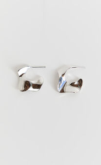 Remi Earrings - Hammered Hoop Earrings in Silver