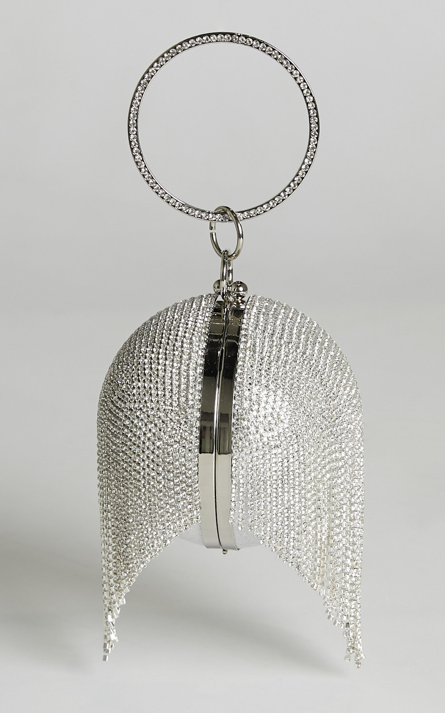 Silver sphere clearance clutch bag