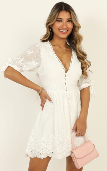 See The World Dress In White Embroidery