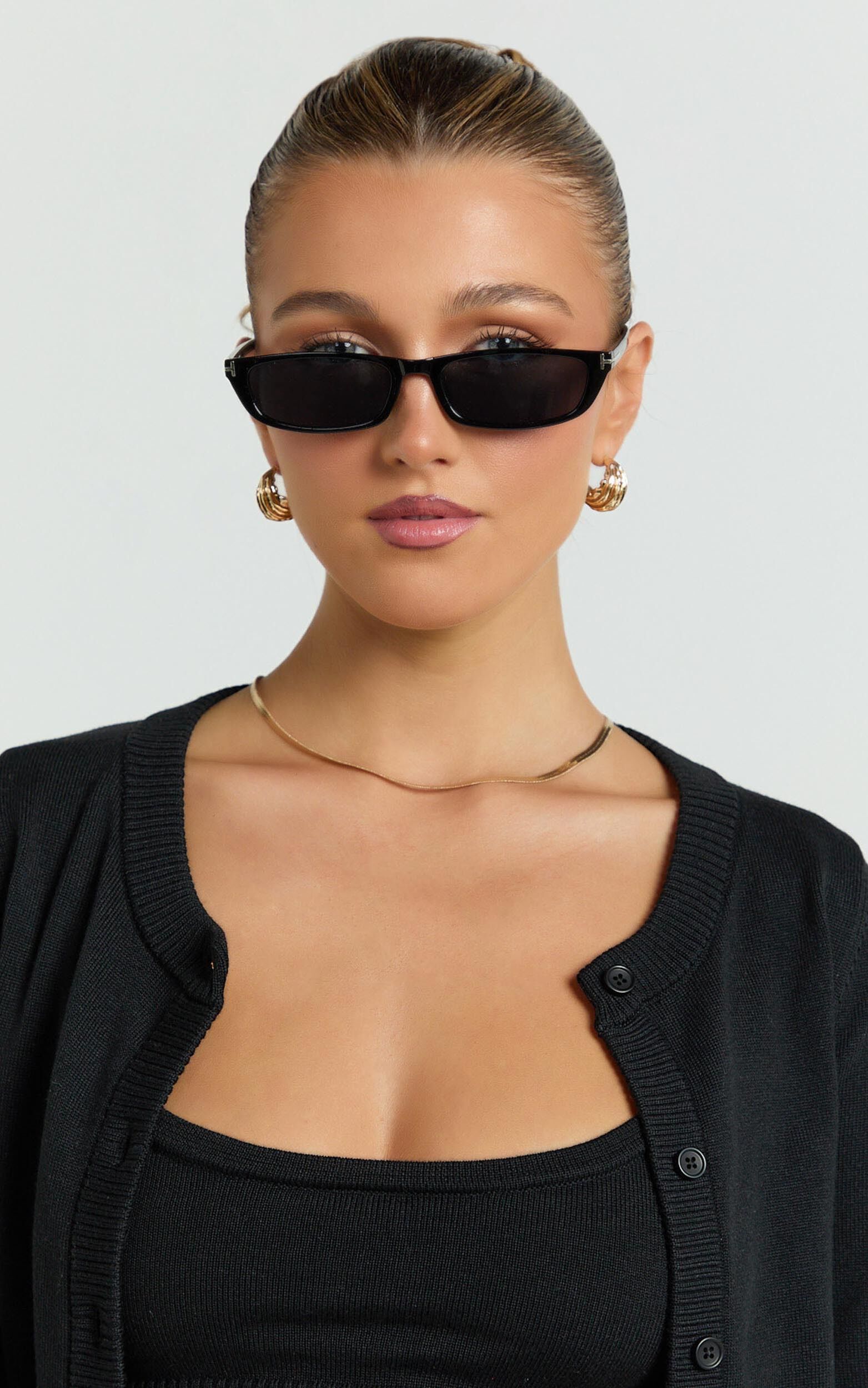 Colette Sunglasses - Small Rectangle Sunglasses in Black - NoSize, BLK1