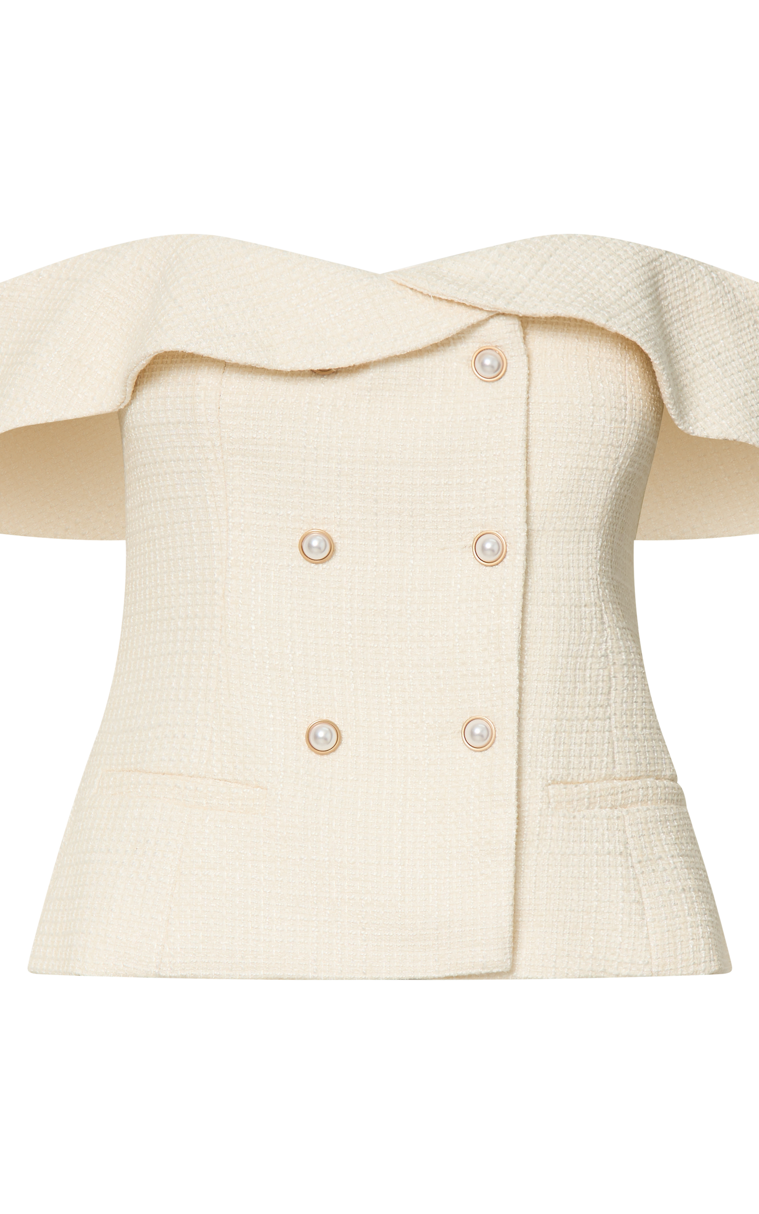 Maggie Top - Off Shoulder Boucle Vest in Cream | Showpo USA