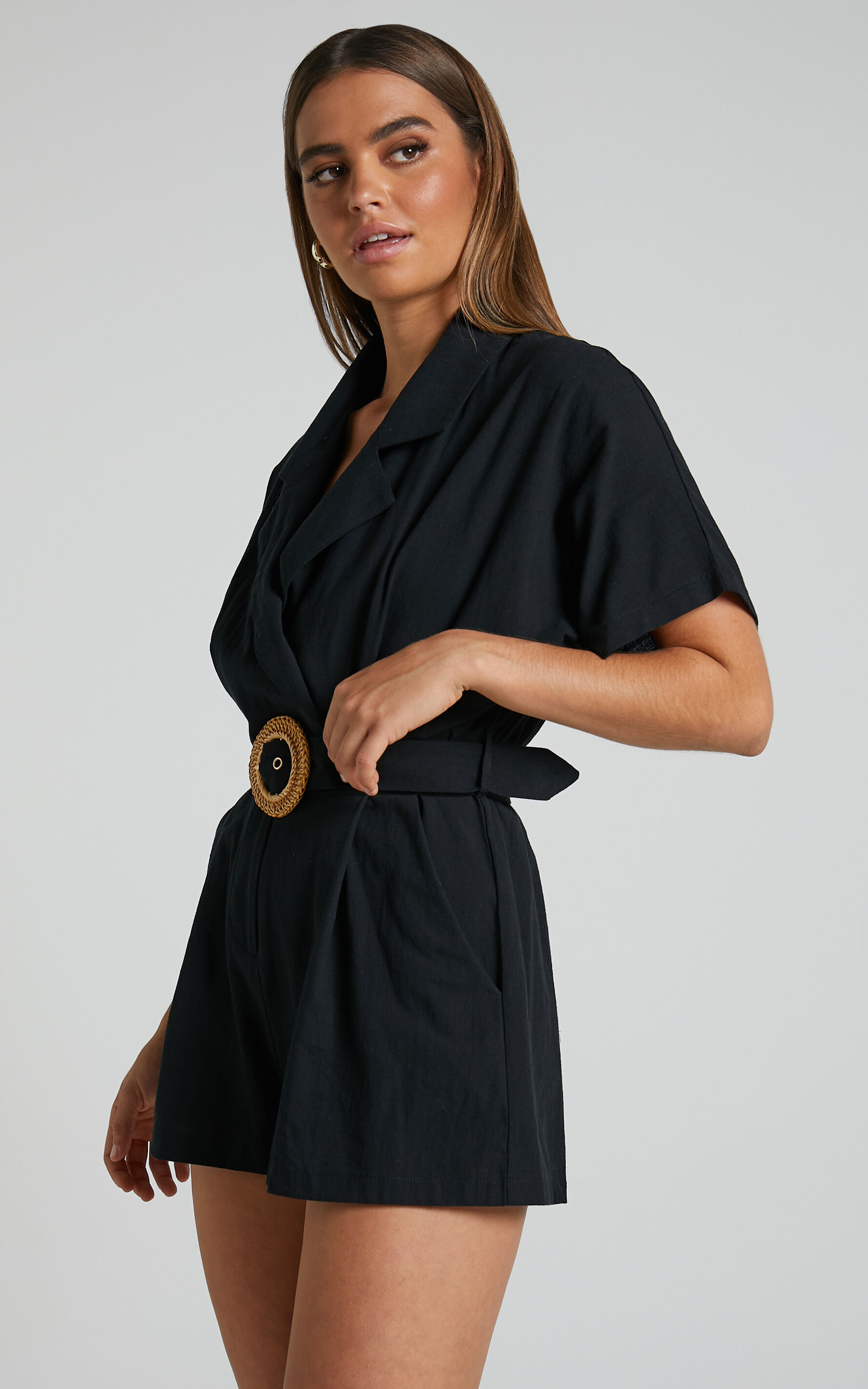 Black playsuit best sale with belt