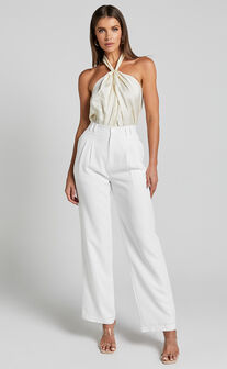 Alda Pants - High Waisted Tailored Twill Pants in White