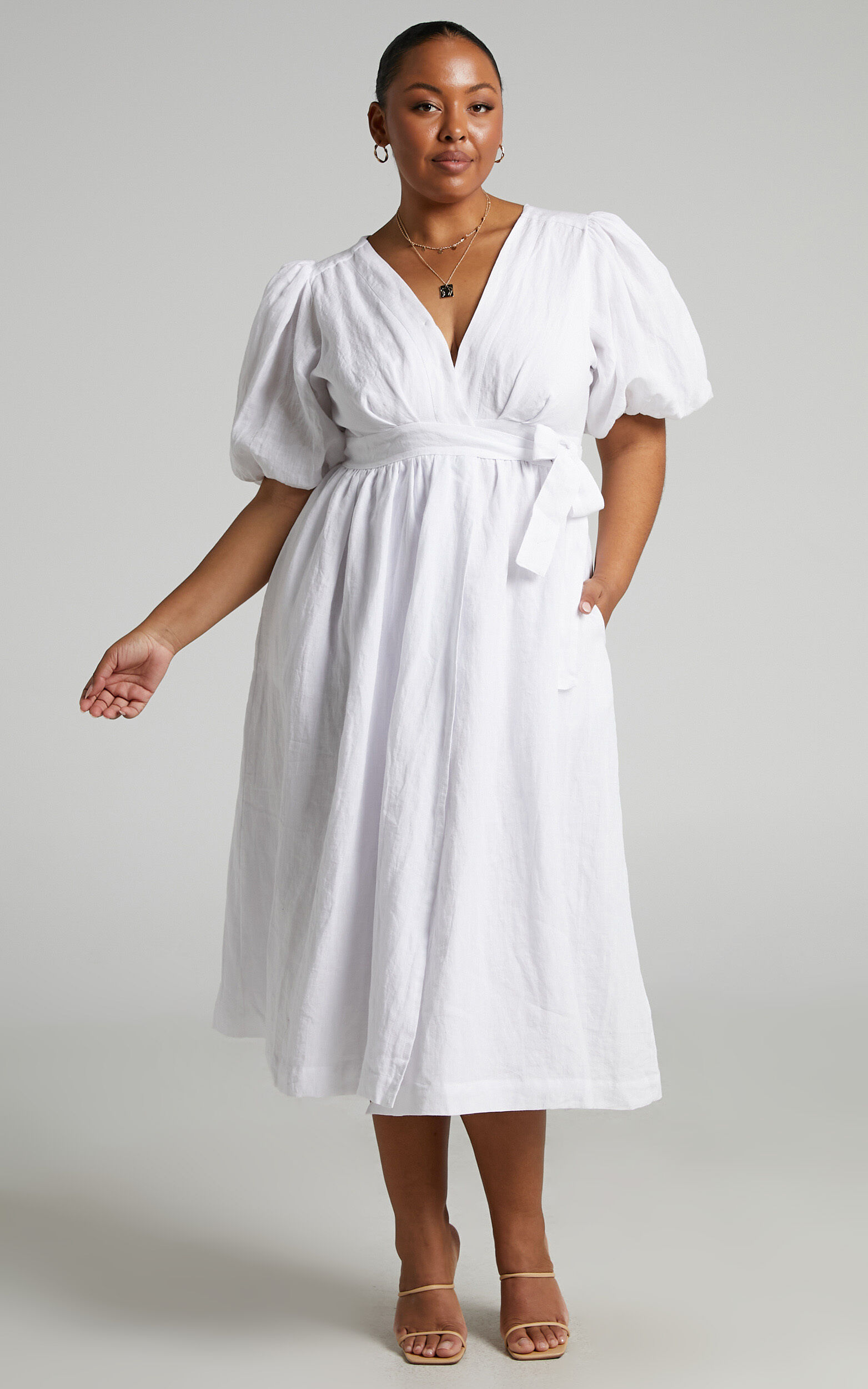 White linen outlet dress size 16