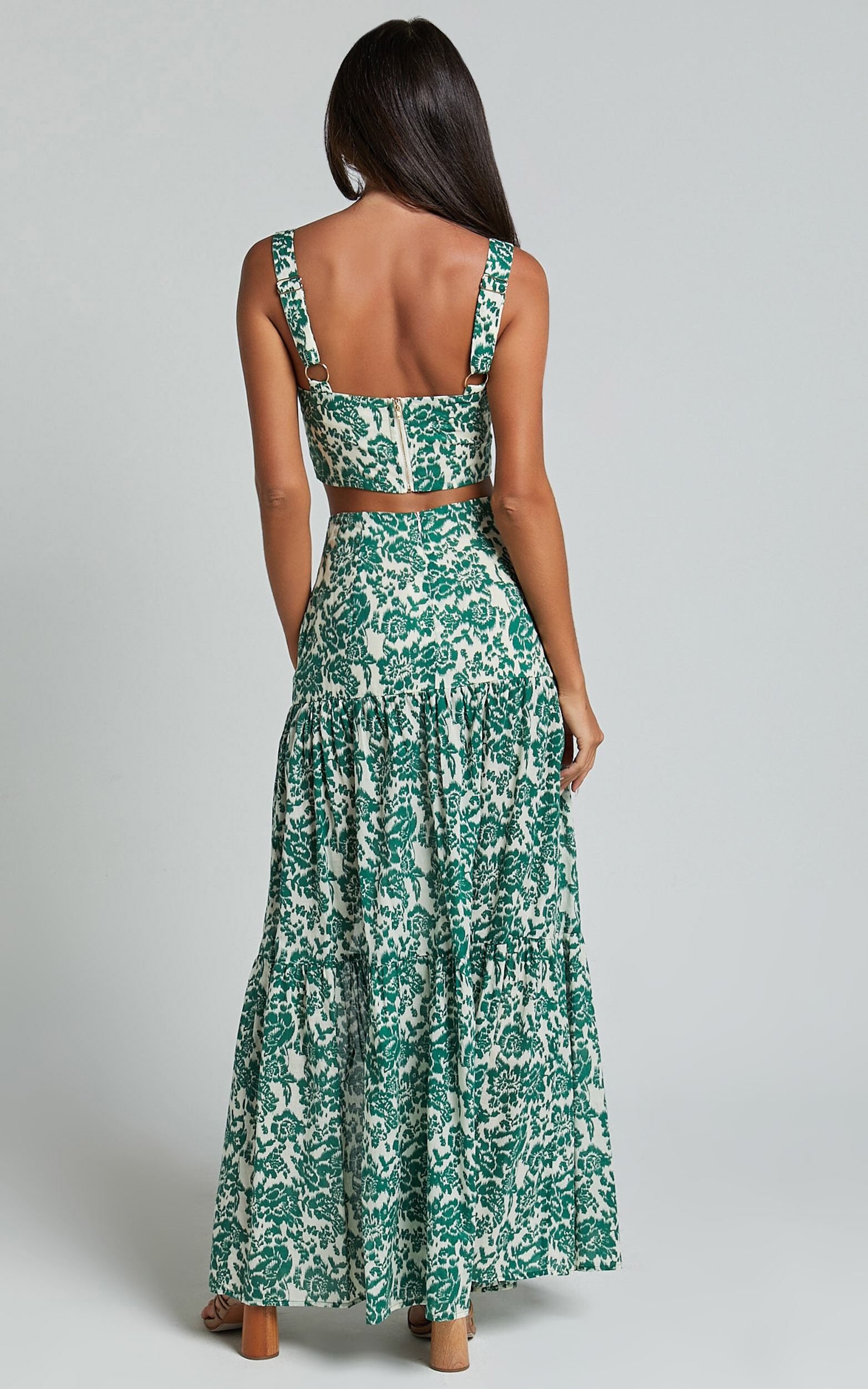 Double thigh split maxi skirt online