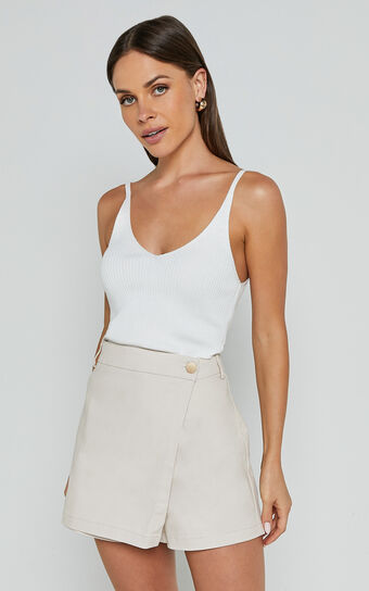 Gerry Skort - Twill Wrap Front Skort in Oyster