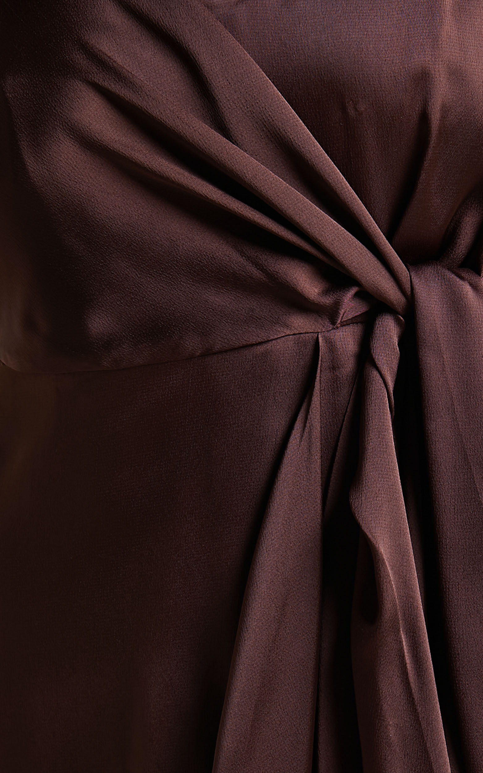 Katie Midi Dress - V Neck Tie Front Detail Dress in Chocolate | Showpo USA