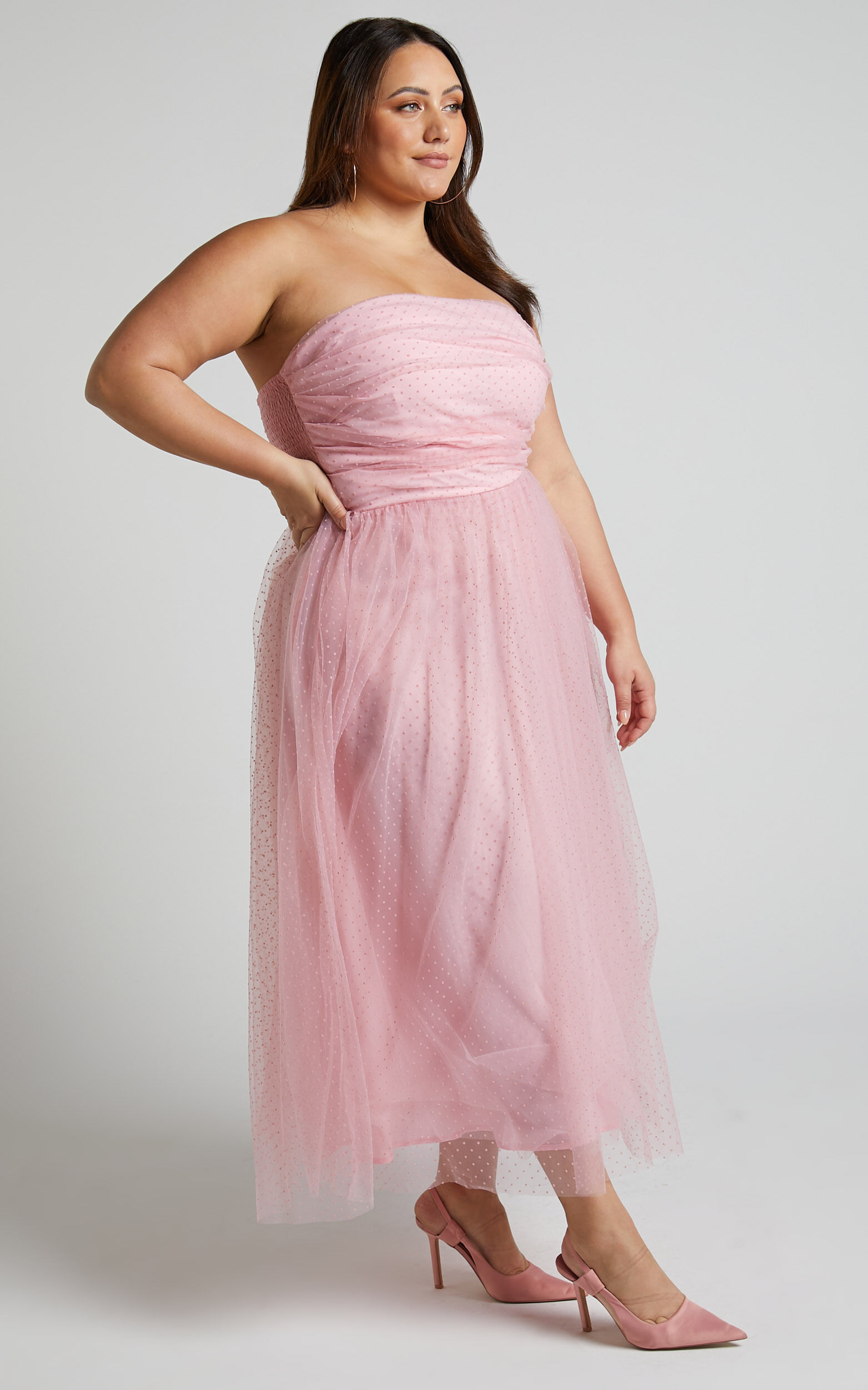 Pale pink strapless online dress