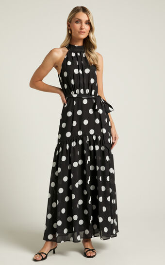 Chayenne Maxi Dress - Halter Neck Tie Waist in Vienna Spot