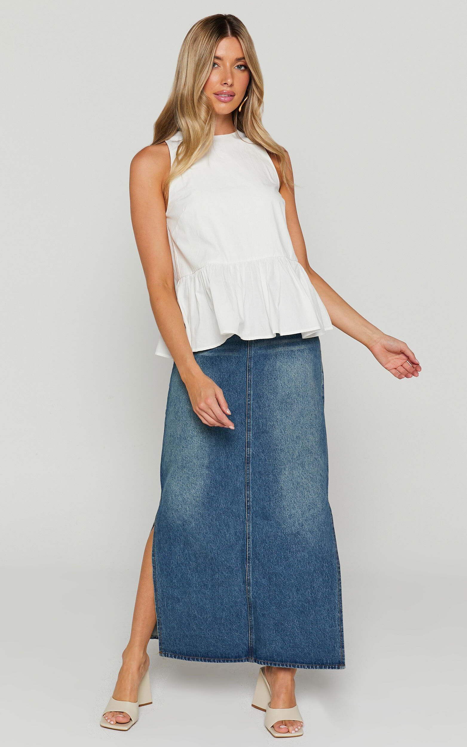 High neck frill top hotsell