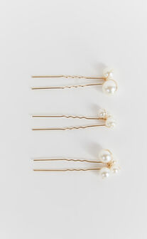 Isabelle Hair Clip - 6 Pack Pearl Hair Clip in White