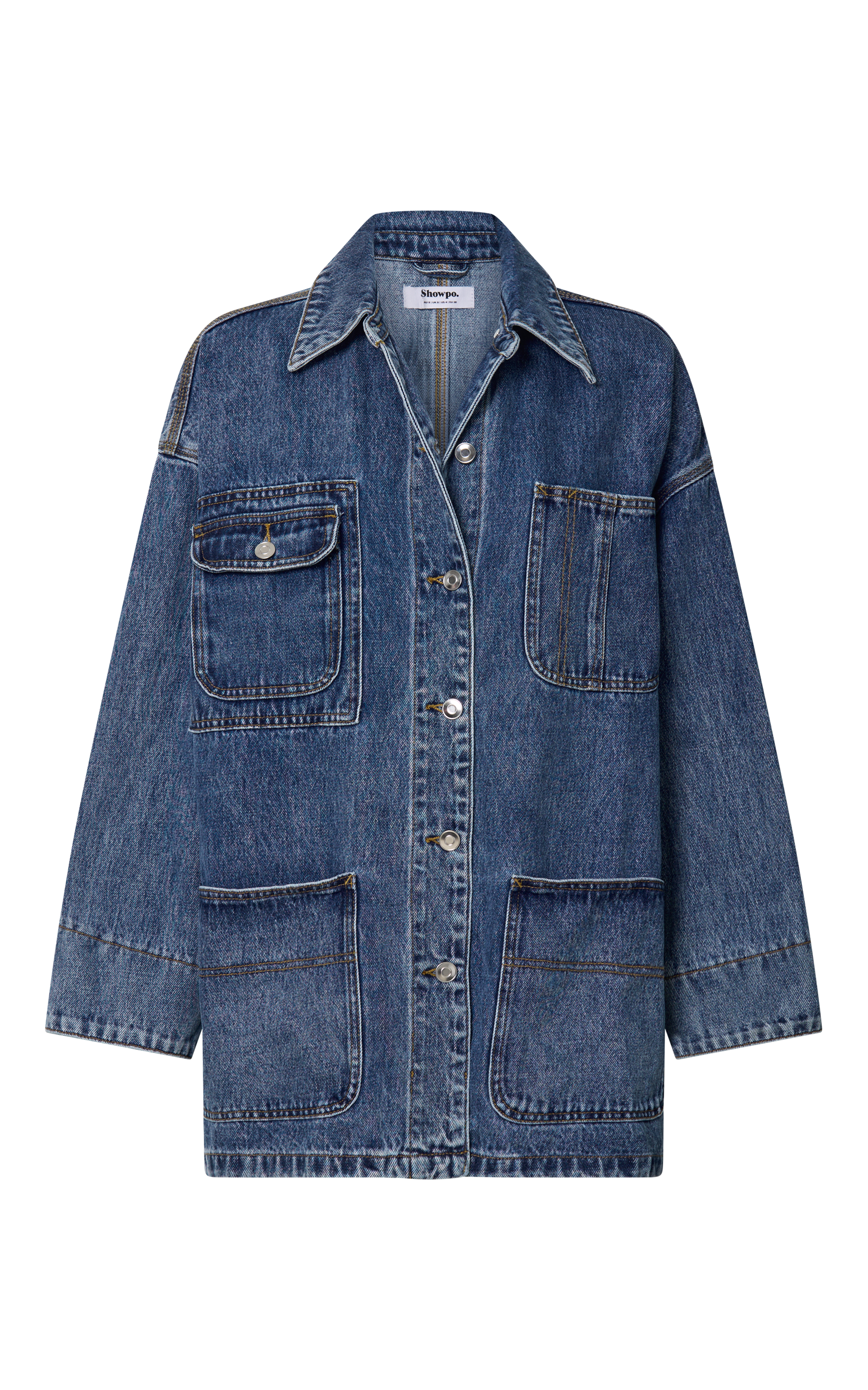 Harlow Jacket - Oversized Long Sleeve Denim Jacket in Mid
