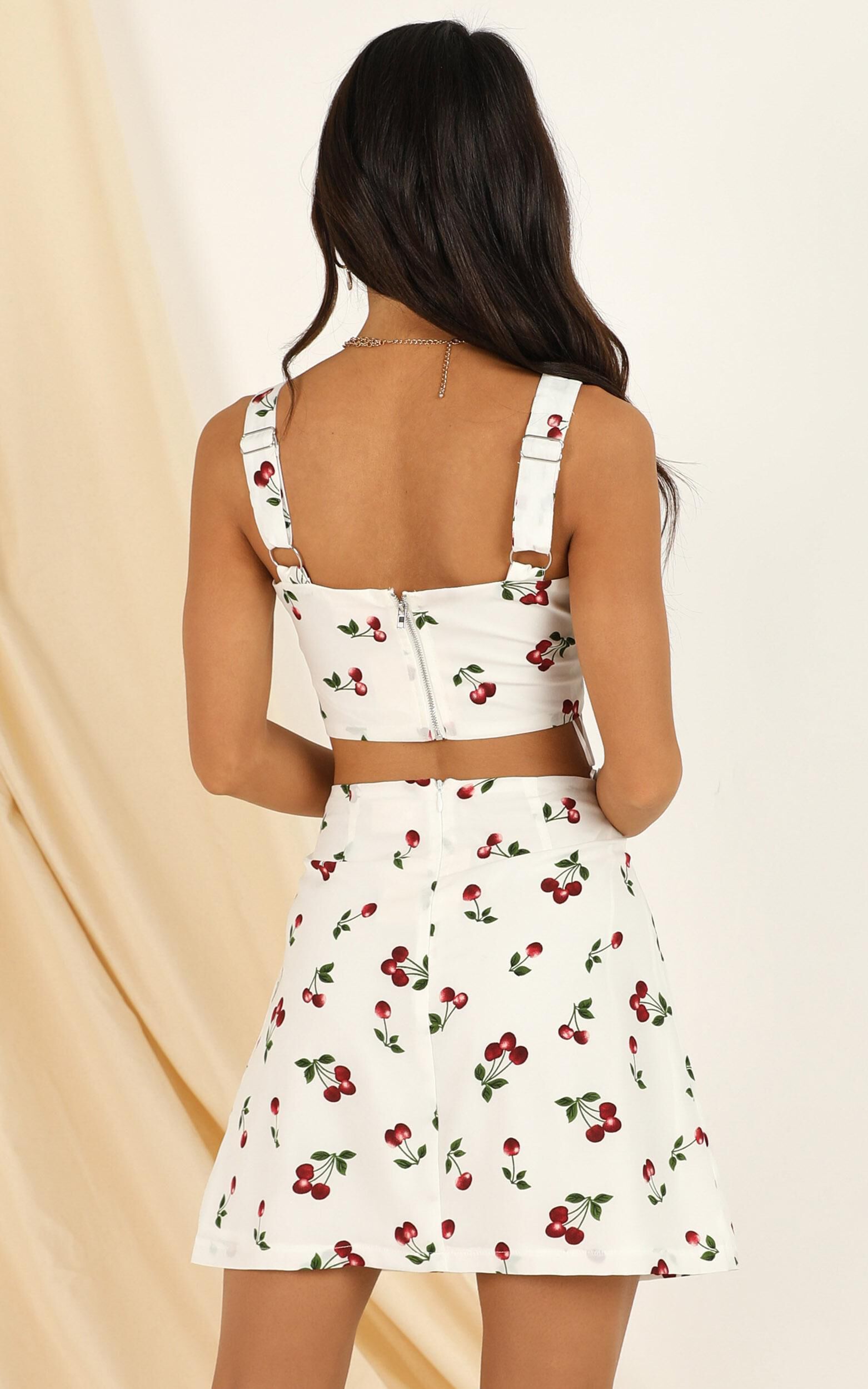 Cherry On Top Two Piece Set In White Print