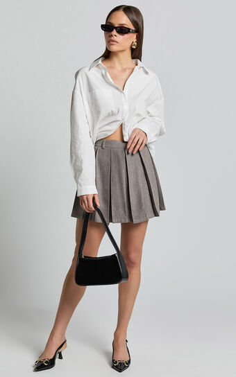 Andie Mini Skirt Tailored Pleated in Grey Showpo Sale