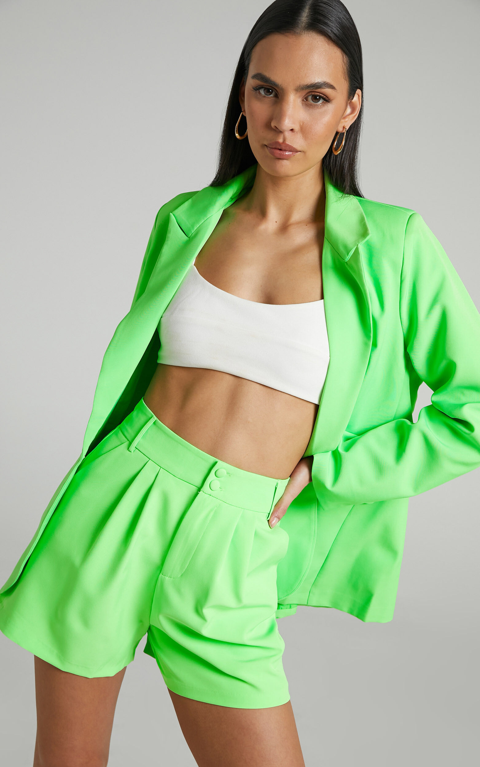 Ashesha Blazer - Tailored Suiting Blazer in Green - 04, GRN1